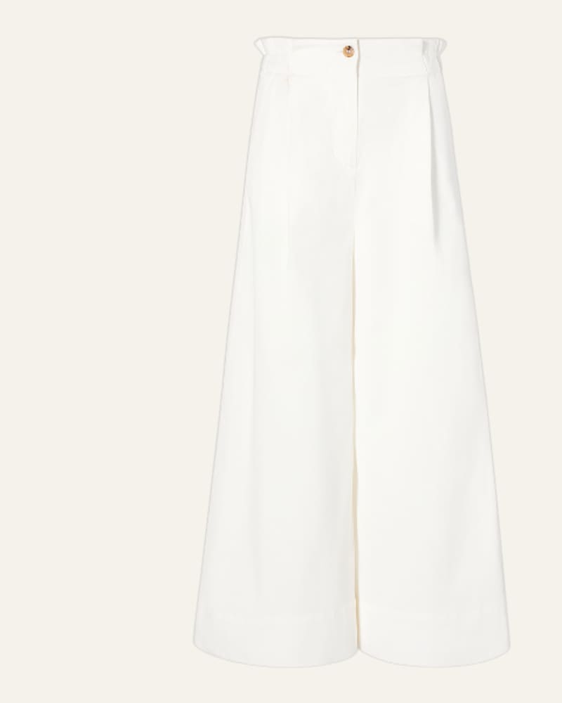 Front of a size 16 Sargent Emb Pant in Ivory by Merlette. | dia_product_style_image_id:324744